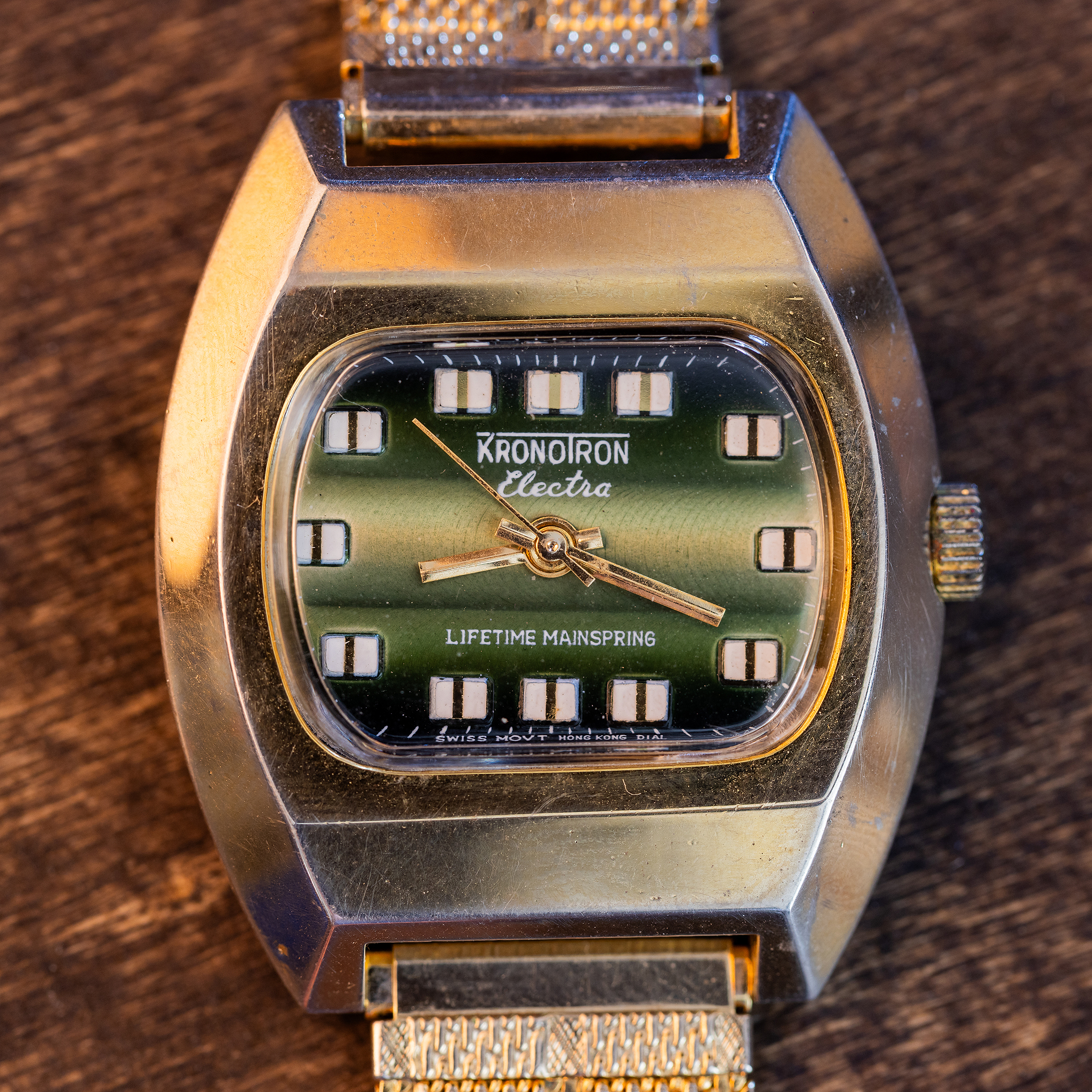 1970s Kronotron Electra Green Gradient Dial Manual-Wind Watch - Image 8