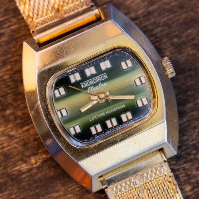 1970s Kronotron Electra Green Gradient Dial Manual-Wind Watch
